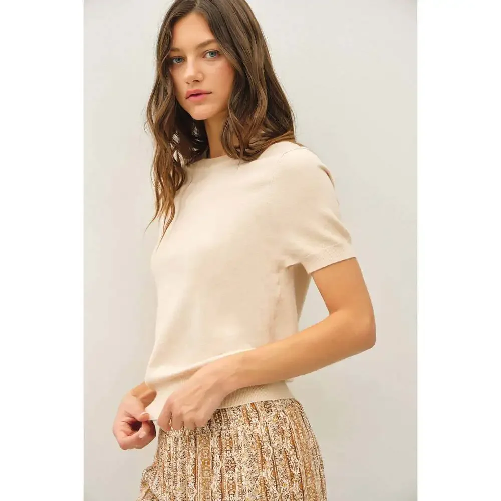 Essential Short Sleeve Sweater Top
